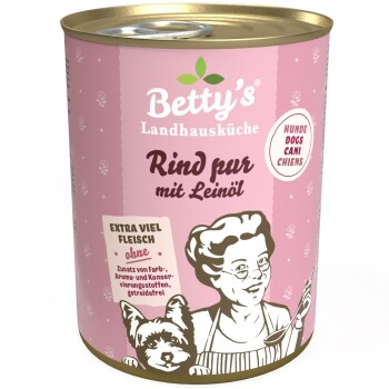 Betty’s Landhausküche Rind pur mit Leinöl 6 x 400g für Hund