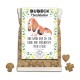 Bubeck Hundekekse Verpackung mit einer Illustration eines Basset Hounds, mit dem Text 'UND DANN KAM DA EIN HUND UND VERÄNDERTE MEIN LEBEN.'