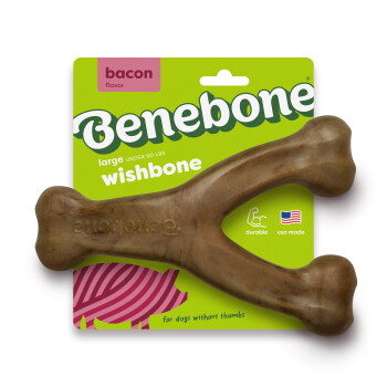 A durable, brown dog chew toy shaped like a Y-bone, featuring the brand name "Bonebone" embossed on the side.