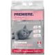 Sac de litière agglomérante Premiere parfumée à la poudre pour bébé, avec un chat gris et les détails du produit, 6 kg, produit du Canada.