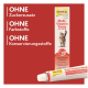 GimCat Multivitamin-Paste Tube und Verpackung auf rotem Hintergrund, deutscher Text 'OHNE' — ohne Zucker, ohne Farbstoffe, ohne Konservierungsstoffe.