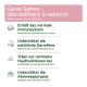 Ganze Samen, die reich an Nährstoffen sind, mit Text, der die Vorteile hervorhebt: unterstützt das Immunsystem, die Darmflora, die Hautfunktion und das Atmungssystem.