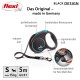 Schwarze flexi ausziehbare Hundeleine mit ergonomischem Griff, robustem Riemen und Bremssystem; für Hunde bis 15kg, 5m lang.