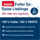 PANTO Tiernahrungsanzeige mit dem Slogan "Futter für Deine Lieblinge" und "Made in Hamburg", die hochwertige Zutaten und 30 Jahre Erfahrung betont.