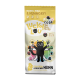 Eine Tüte Lucky Lou Kittenfutter mit einer Cartoon-Schwarzen Katze, mit der Aufschrift "JUNG, WILD & HUNGRIG!" und "97% hochwertige Zutaten." Getreidefrei, ohne Zuckerzusatz.