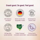 Sechs KatKare hypoallergene Snack-Dosen auf einer Küchentheke mit Überschrift '6 Unwiderstehliche Sorten' und Geschmacks-Icons.