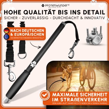 Schwarze Hundeleine mit Metallclips von Pfotenwunder, hergestellt nach deutschen und europäischen Sicherheitsstandards für maximale Straßensicherheit.