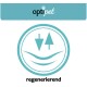 Logo von "optipet" mit einem kreisförmigen Symbol, das einen nach unten zeigenden Pfeil und einen Baum zeigt, mit der Beschriftung "regenerierend" darunter.