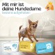 Hundezubehör zeigt Merkmale: "Bester Komfort für Ihren Hund", "super saugfähig", "5 Größen", "3 Anpassungen", "weiche Innenauskleidung", "XS verfügbar."