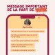 Graphique d'écran de téléphone avec photo de chat et texte français « MESSAGE IMPORTANT DE LA PART DE » et « Votre chat » avec conseils d'alimentation sur les gamelles, l'eau et la nourriture sèche/ humide.