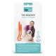 OptiPet Zeckenentferner-Set für Tiere und Menschen, mit zwei orangefarbenen Werkzeugen. Text auf Deutsch hebt die einfache, sichere Zeckenentfernung hervor.