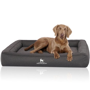 Orthopädisches Hundebett aus Velours mit Handwebcharakter Yukon anthrazit XXXL