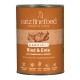 Puszka Catz finefood Classic Adult "Rind & Ente" (wołowina i kaczka) z żurawinami i jabłkami, pomarańczowa etykieta.