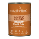Puszka Catz finefood Classic Adult "Rind & Ente" (wołowina i kaczka) z żurawinami i jabłkami, pomarańczowa etykieta.