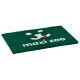 Green pet mat featuring a playful dog face design and the text "maxi zoo" in white.