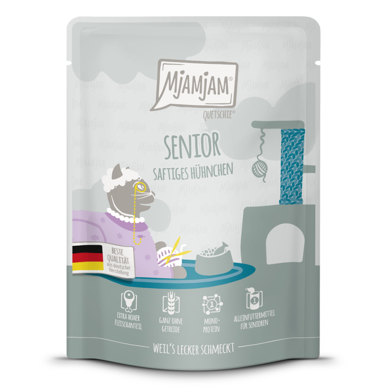 MjAMjAM Nassfutter Katze Senior, Quetschie, Huhn 6x300 g