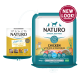 Comparison of old and new Naturo Natural Dog Food packaging for Chicken with Rice & Vegetables, 400g, adult dogs 1-7 years.
