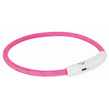 Trixie Flash Leuchtring USB, Nylon pink M-L