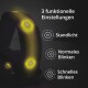 LED-Hundehalsband mit drei funktionalen Einstellungen: stetiges Licht, normales Blinken und schnelles Blinken, angezeigt in deutscher Sprache.