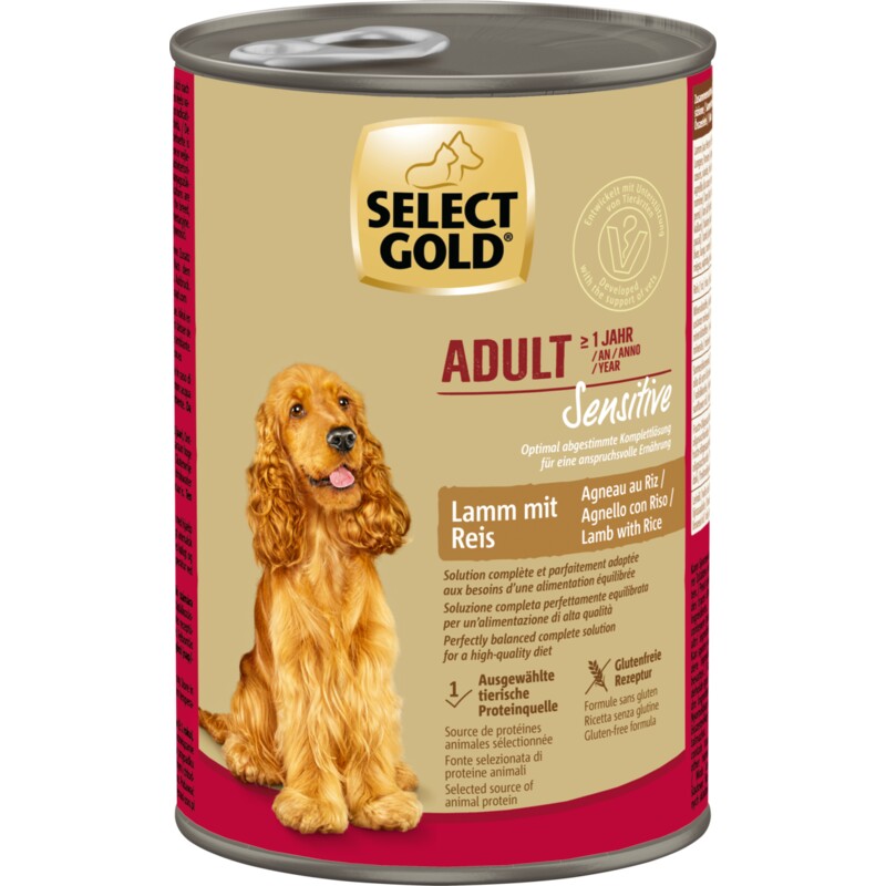 SELECT GOLD natvoer hond Sensitive Adult Lam met rijst 24x400 g