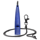 Blauer ACME 211.5 Hundepfeife mit schwarzer geflochtener Halskordel und Metallclip, isoliert auf weißem Hintergrund.