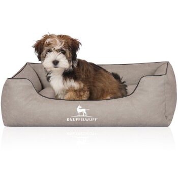 Hundebett Scottsdale aus Kunstleder hellgrau M-L