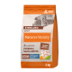 Nourriture pour chats adultes stérilisés Nature's Variety avec poisson blanc désossé, céréales saines et qualité des protéines, sac de 3 kg.