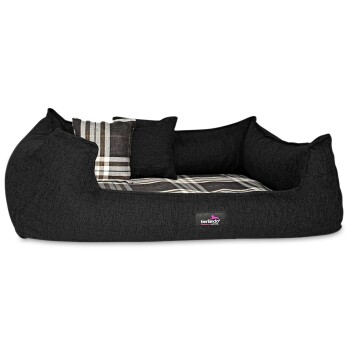 ® Orthopädisches Hundebett SCOTCH VISCO 2-in-1-Bezug Webstoff Mélange kariert schwarz 1,6 m, 25 cm, 1,1 m