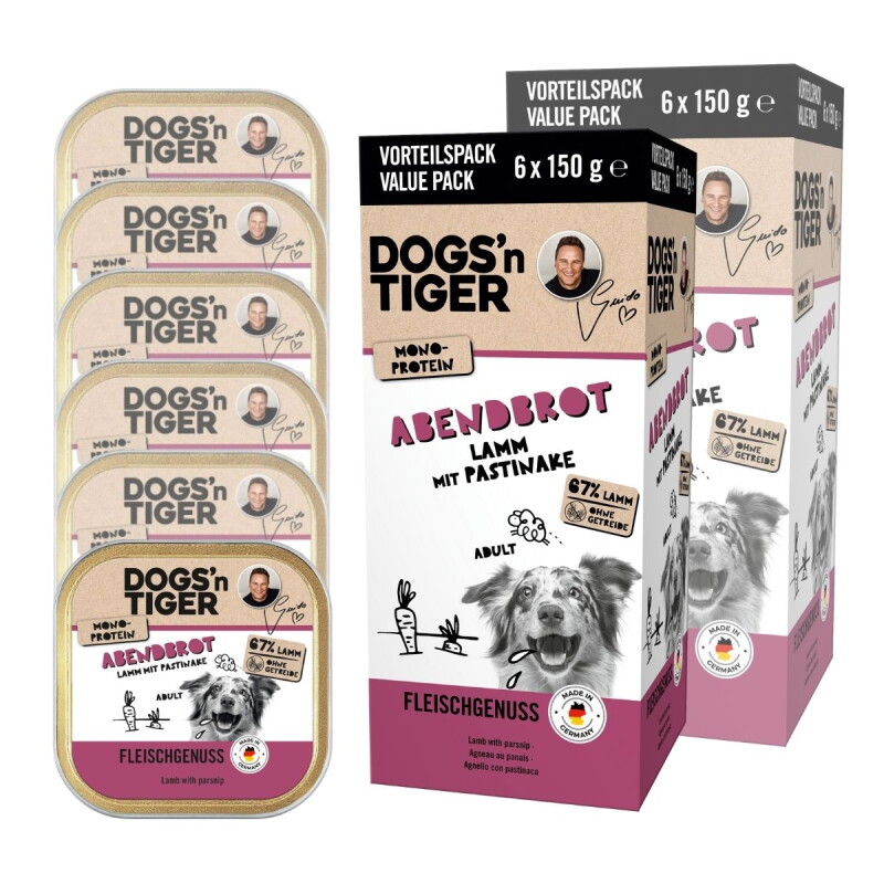 Dogs'n Tiger Abendbrot Multibox Lamm & Pastinake 12x150 g