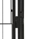 Nahaufnahme eines schwarzen Metall-Tiergitter-Scharnier, das seine strukturierte Oberfläche und den sicheren Verriegelungsmechanismus zeigt.
