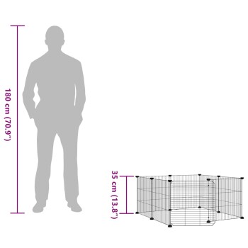 Schwarzer Draht-Tierauslauf mit Tür, Maße 70 cm x 70 cm x 35 cm (27,5" x 27,5" x 13,8").