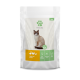 Katzenfutterverpackung mit einer Siamkatze, beschriftet "Fellicita," mit dem Text "Huhn, Pute & Gans" und Symbolen für ernährungsphysiologische Vorteile.