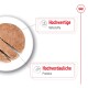 In Scheiben geschnittenes Tierfutter auf einem weißen Teller, mit dem Text "Hochwertige Nährstoffe" und "Hochverdauliche Proteine."