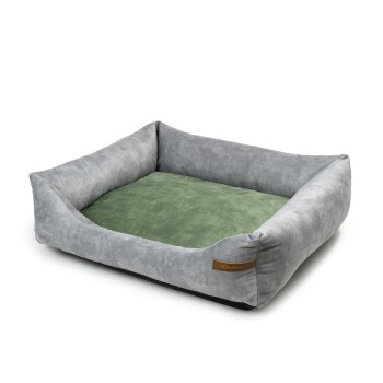 SoftColor luxury dog bed in grau color grün L