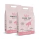 Zwei rosa Beutel KatKare Crystal Clean Katzenstreu mit Gesundheitsanzeige, staubfrei, nicht klumpend und geruchsbinden.