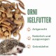 Igel-Futter mit der Aufschrift "Orni Igelfutter," das Trockenfutter und Mehlwürmer enthält, als natürlich, ausgewogen und getreidefrei gekennzeichnet.