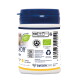 White jar with blue lid of SwedenCare pet supplement powder; label shows "100% natural", organic certification logos and a barcode