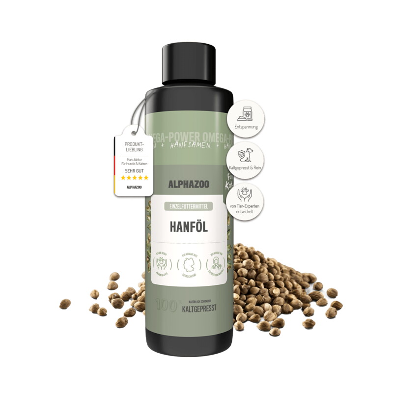 ALPHAZOO Premium Hanföl für Katzen I Entspannung und Fellglanz