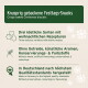 Verpackung von knusprigen gebackenen Weihnachtsplätzchen in Deutsch und Englisch, die drei festliche Sorten zeigt, glutenfrei und von hoher Qualität.