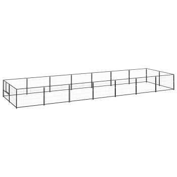Schwarzes Metall-Haustierspielgehege mit mehreren Paneelen, entworfen für den Innen- oder Außenbereich, bietet einen sicheren Raum für Haustiere.