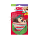 KONG Pull-A-Partz Katzenspielzeug mit Katzenminze: Plüsch-Eichhörnchen in gestreifter Tasche auf grünem Blatt, mit der Aufschrift 'KATZENMINZE' und '2 Spielzeuge in 1'.