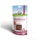 Verpackung für Premium gefriergetrocknete Hühnerherzen für Haustiere, beschriftet mit "Leckerbissen Hühnerherzen" und einem Gewicht von 150 g.
