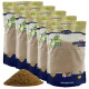 Fünf Beutel Lyra Pet Nature Power Kleintierfutter, je 1 kg, mit einem Haufen Futter davor, gekennzeichnet mit Premiumqualität.