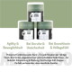 Ein grüner und schwarzer zylindrischer Behälter mit der Aufschrift "AUF DEM SPRUNG" mit herzförmigen Hundeleckerlis und Agilitätssymbolen, die in der Nähe verstreut sind.