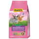 Sac rose MultiFit 800 g d'aliment composé pour lapins nains seniors montrant deux lapins et le texte « Für Senior-Zwergkaninchen ».