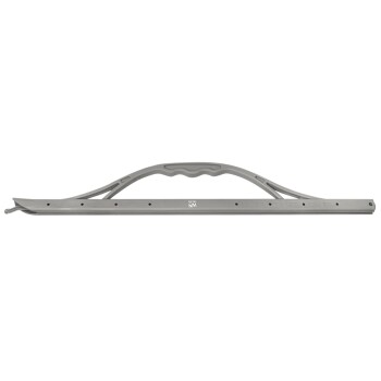 Graues Haustierpflegewerkzeug mit einem gebogenen Griff, entworfen für einfachen Halt und Gebrauch.