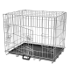 Metall-Hundekäfig mit herausnehmbarem Kunststofftablett, ausgestattet mit einem Doppeltürdesign und sicheren Riegeln für die Sicherheit.