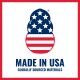 Pfotenförmiges US-Flaggen-Logo über dem Text 'MADE IN USA' und kleiner 'GLOBALLY SOURCED MATERIALS'.