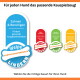 Bild von Hundekauspielzeugen mit Etiketten: "Gesundes Kauen," "Haltbar," "Flexibel," und "Naturkautschuk." Text: "Kauspielzeug für jeden Hund!"