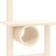 Ein beiger Kratzbaum für Katzen mit einer flachen oberen Plattform und einem zylindrischen Tunnel zum Spielen und Ausruhen, entworfen für den Genuss von Katzen.